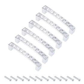 Metallixity 601968062156 Cabinet Pulls Drawer Handles 96mm Hole Centers Alloy Crystal With Screw 6pcs