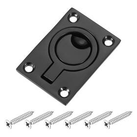 Metallixity 649603670373 Flush Ring Pull 2.48 Inch X 1.73 Square Recessed Door With Screw Black