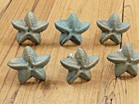 Ly04-26 Midwest Craft House 6 Cast Iron Starfish Drawer Pulls Cabinet Cupboard Bathroom Decor Knobs Read