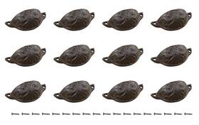 T20-219-12 Midwest Craft House 12 Rustic Drawer Pulls Bin Cup Shapped Brown Col