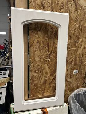 Mills Pride 719839035380 White Arched Wood With Glass Cabinet Door No Hardware / Handles