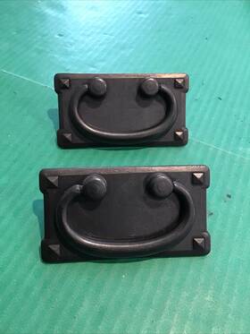 A014l Mj Lot Of 2 Mission Style Drop Bail Handles Drawer Pulls Rectangle 3.75 Inch X2 Black