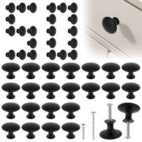 Mlynzxjsy 181963678148 50 Pack Black Round Cabinet Knobs 11/6 Inch 30mm Drawer Knob Bulk Set/hollow