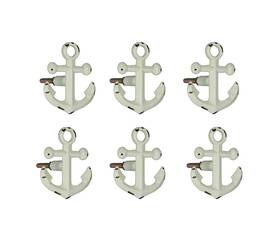 Mb-1312 Moby Dick Specialties Set Of 6 White Metal Anchor Decorative Drawer Pull Cabinet