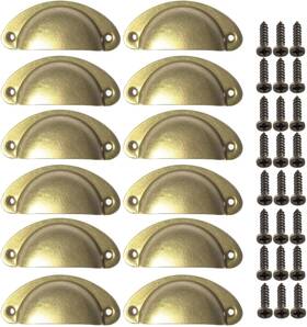 Mokife 313111379348 Cabinet Cup Pulls Brass 3 Inch 82mm Vintage Kitchen Handles 12 Pack