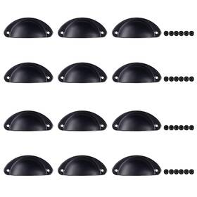 Mokife 722563292578 Cabinet Cup Pulls Matte 12 Pack 3 Inch Kitchen Drawer Handles Furniture Black