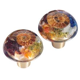 Gdstsu017402 Mookaitedecor Chakra Drawer Knobs With Screws Set Of 2 Ammonite Fossil Resin