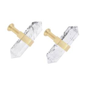 Gdstsu024803 Mookaitedecor Set Of 2 Rock Quartz Double Crystal Points Drawer Knobs With Sc