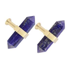 Gdstsu024804 Mookaitedecor Set Of 2 Lapis Lazuli Double Crystal Points Drawer Knobs With Screws Decorat