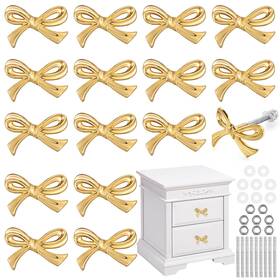 Hui-morningro-1873 Morningro Bow Drawer Knobs Metal Dresser Vintage Handles For Gold Han
