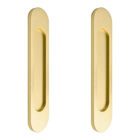 W-mf001680-us Morobor Self-stick Oval Sliding Door Pulls 2pcs Brushed Gold Aluminum Alloy Flush Pu