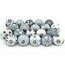 Mpnwhitegreyset10 Artncraft Knob Grey White Hand Painted Ceramic Cabinet Drawer Pull