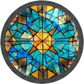 Msinmkok 269308188537 4 Pack Drawer Knobs Stained Glass Retro Blue Crystal Round Pulls