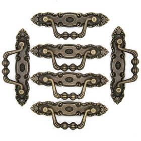 Lxz-plate-pull2021-brs-6 Msolid 717288951756 6 Pcs Vintage Antique Brass Bail Pull - Drop Handle For Drawer Cabinet Dres