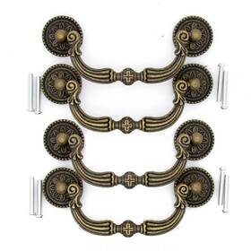 Lxz-u-pull2022-brs-l Msolid 717288958670 4 Pcs Vintage Antique Brass Bail Pulls Handles - Cabinet Pull Handle Large