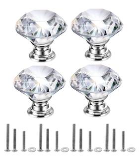 Sz070280012574rk Mtsooning 40mm Crystal Glass Knob 4pcs Diamond Shape Pulls Clear Drawer Handle