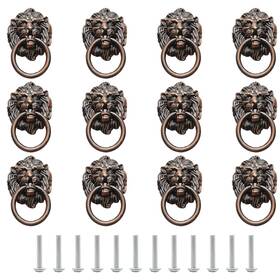Murtenze 772324669668 12 Pieces Antique Lion Head Cabinet Knobs Ring Pulls Handle For Copper
