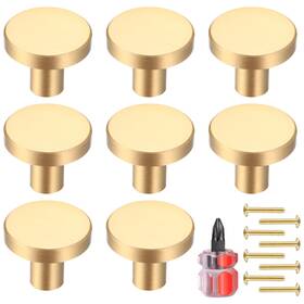 027-mzl Muzhupguz Gold Cabinet Knobs 8 Pcs Brushed Brass Round Kitchen Hardware Pulls