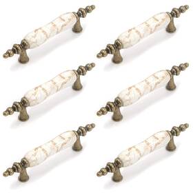 My Mironey 779288725027 3 Inch Hole Centers Ceramic Handles Pulls Marble Cracks Drawer Antique Brow