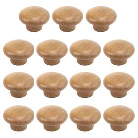 Amt10083175 My Mironey 15pcs Round Wood Finished Cabinet Knobs 1.5 Diameter Mushroom Shape Drawe