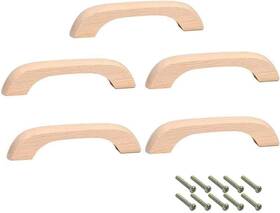 Mysummer 744110403046 5pcs Wooden Unfinished Pull Handles For Kitchen Cabinets Drawer Dressers Natural