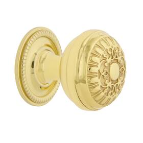 Nostalgic 640697694863 Warehouse Egg And Dart Brass 1 3/8 Inch Cabinet Knob With Rope Rose In Unlacquere