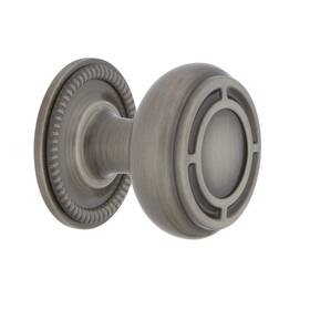 Nostalgic 640697695426 Warehouse Mission Brass 1 3/8 Inch Cabinet Knob With Rope Rose In Antique Pewter
