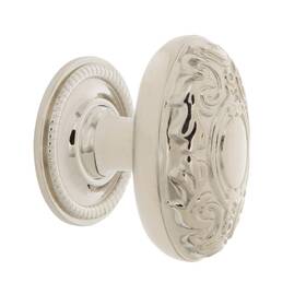 Nostalgic 640697695761 Warehouse Victorian Brass 1 3/4 Inch Cabinet Knob With Rope Rose In Polished Nickel