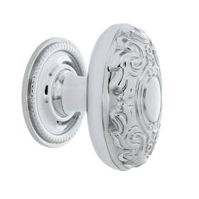 Nostalgic 640697695785 Warehouse Victorian Brass 1 3/4 Inch Cabinet Knob With Rope Rose In Bright Chrome