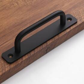 Ntresbonne 638457850093 2 Pack 5 Inch 128 Mm Matte Black Cabinet Pulls With Base Plate Cupboard Alumi