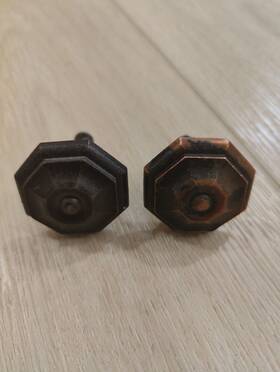 9145.30vc Omnia 2x 9145/30.vc 1-3/8 Inch Solid Brass Octagonal Copper Drawer Pull Italy Patina