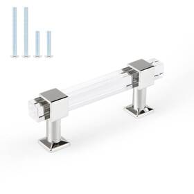 Pd-a4r05-cpc-76-15pack Orger Kitchen Cabinet Pull 3 Inch Hole Centers Clear Acrylic Drawer Pulls With Zinc Al