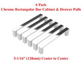Origin 21 843713150231 6 Pack Chrome Rectangular Bar Cabinet And Drawer Pulls 5-1/16 Inch 128mm C To
