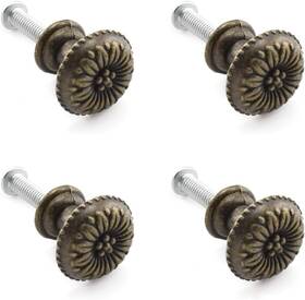 Us-flower-knob-17x15-4p Ozxno Antique Jewelry Box Pull Handle 0.67 Inch X 0.59 Knobs Bronze