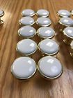 P427-w Hickory Hardware Cabinet Knob Polished Brass White Top