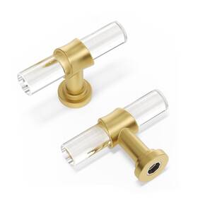 Peaha 710157597444 10 Pack Cabinet Knobs T Shape Acrylic Drawer Knob Gold Decorative Hardware Fo