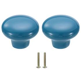 Peroup 601968078911 2 Packs Round Ceramic Drawer Knobs For Cupboard Blue Dresser Pulls Handles