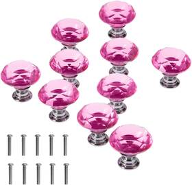 Pinshion 313047236289 Crystal Glass Cabinet Knobs 30mm Diamond Shape Drawer Pulls Handles White Clea