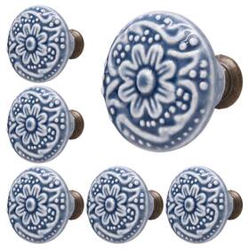 Wangq220108-1443 Piutouyar Light Blue Ceramic Knobs Kitchen Cabinet Retro Dresser Drawer