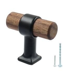Wq202404280405 Piutouyar 4 Pack Walnut Cabinet Pulls Single Hole Wood Drawer Handle Knobs