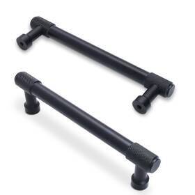 B0c4dsh3b2 Povefonk 10pk 5 Inch 128mm Matte Black Knurled Cabinet Handles Kitchen Drawer Pull