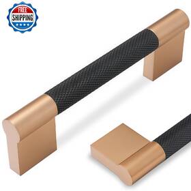 B0d2l7bm43 Povefonk 10pk 3-3/4 Inch 96mm Black And Champagne Copper Cabinet Handles Knurled Pul