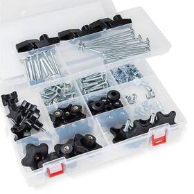 71127 Powertec 843441100188 128 Piece Set T Track Knob Kit With 5 Star 1/4-20 Threaded Bolts An