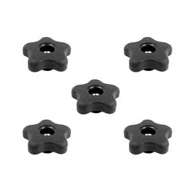 Powertec 843441119005 1/4 Inch -20 5 Star Knobs Pack Clamping With Steel Insert For T Track Bol