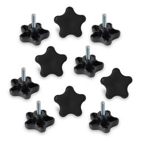 Qnb3007-p2 Powertec 10 Pack 5/16 Inch -18 5 Star Knobs With 1 Threaded Stud Thumb Screw B