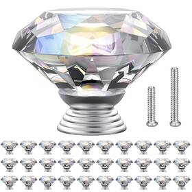 Pozean 680580594030 Crystal Cabinet Knobs 30pack 1.18inch Dresser For Drawer With