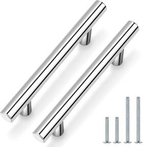 Probrico 313052316303 5 Pack Polished Chrome Cabinet Handles 3-3/4 Inch Hole Centers Kitchen