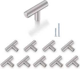 Probrico 313108270238 10 Pack 2 Inch Stainless Steel Euro Style Round T Bar Cabinet Knobs S