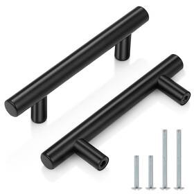 Probrico 611559314311 15 Pack Flat Black Modern Cabinet Handles 3 Hole Center Inch