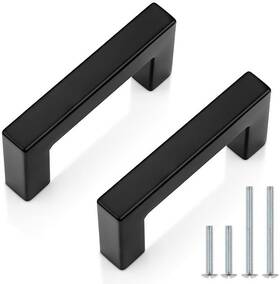 Probrico 711181792065 10 Pack Black Cabinet Handles 2-1/2 Inch 64mm Hole Centers Drawer Pul